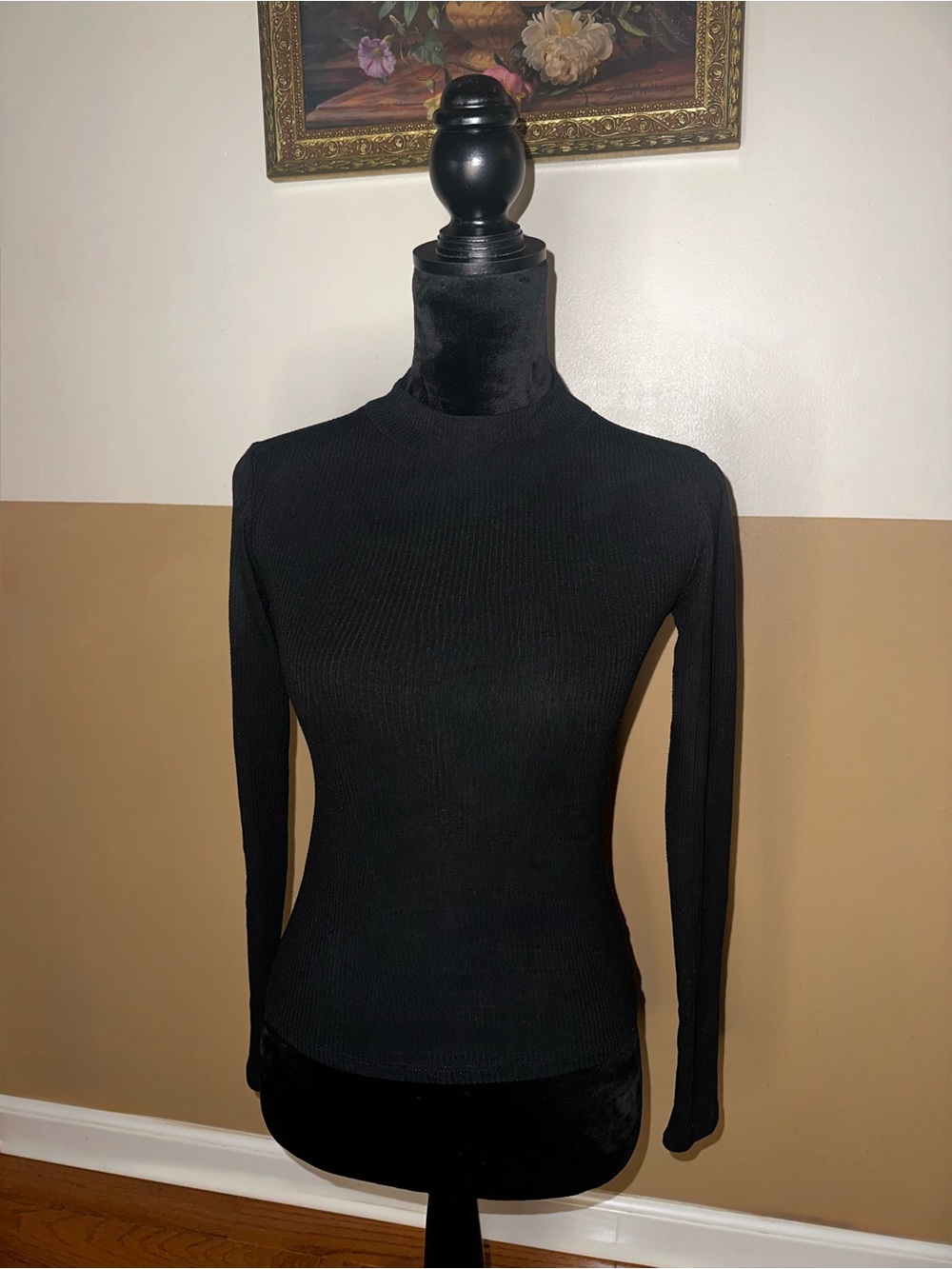 Aeropostale Black Long-Sleeve Mock Neck Top